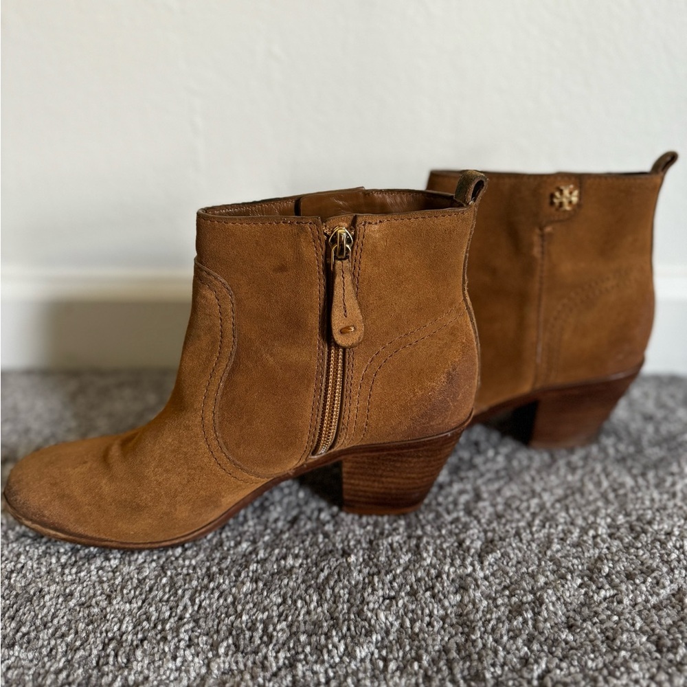 Tory Burch Brown Ankle Boots with Suede Finish